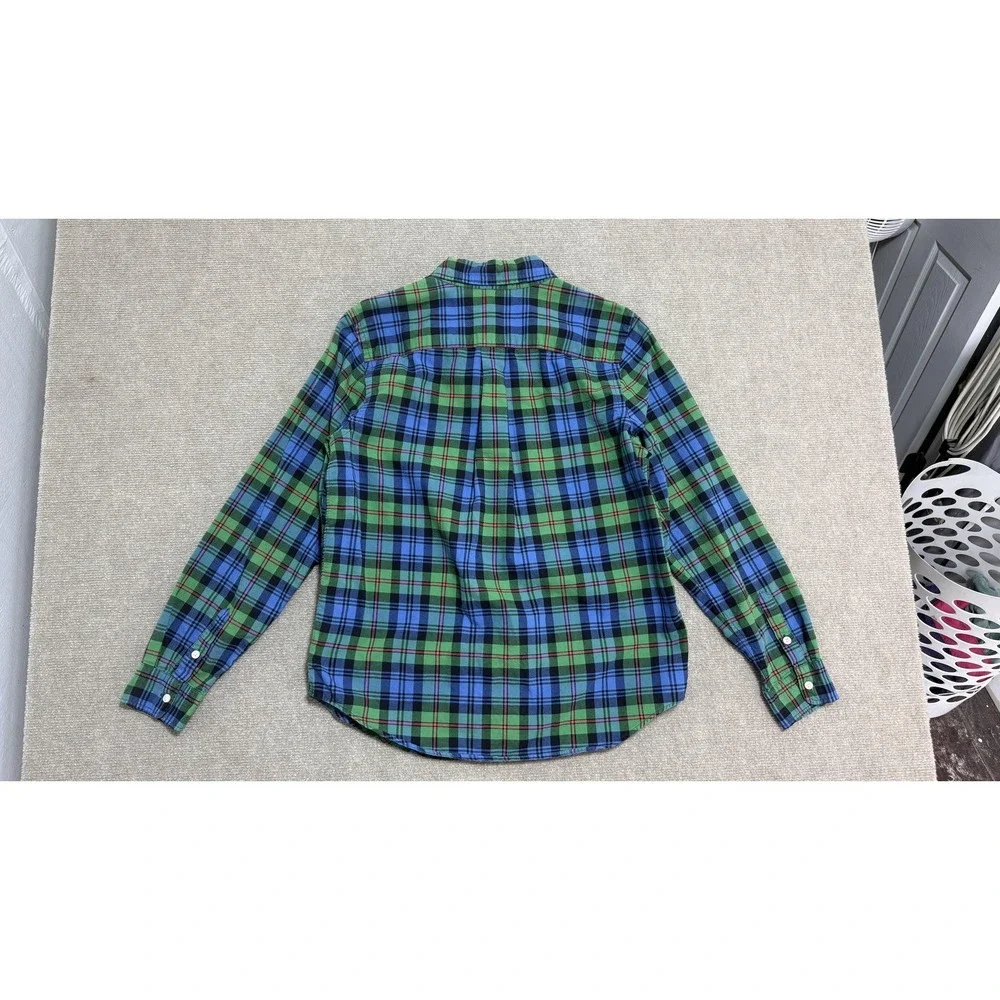 Ralph Lauren Shirt‎ Boys XL 18-20 Green Blue Plaid Button Down Long Sleeve Pony